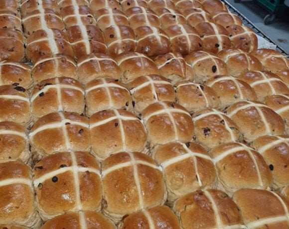 Jayme baked all night to make over 1000 hot cross buns