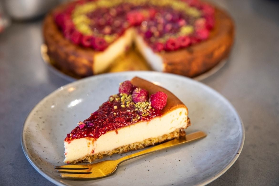 Raspberry rose cheesecake with Wild Flour Cafe