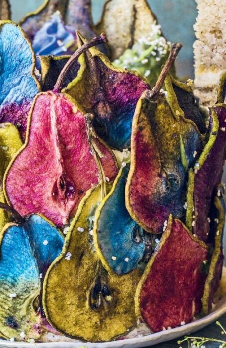Dried rainbow pear slices