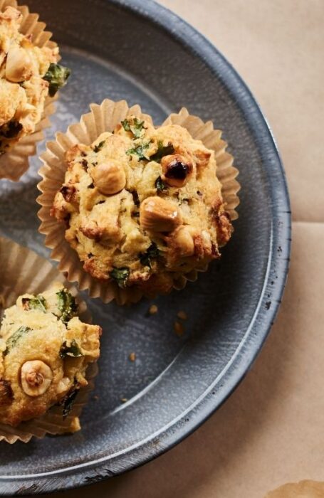 Celeriac, kale and hazelnut muffins