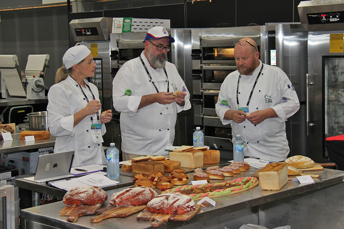 Bake Skills Australia 2022 judges in an industrial kitchen