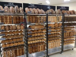 Shelves of bread