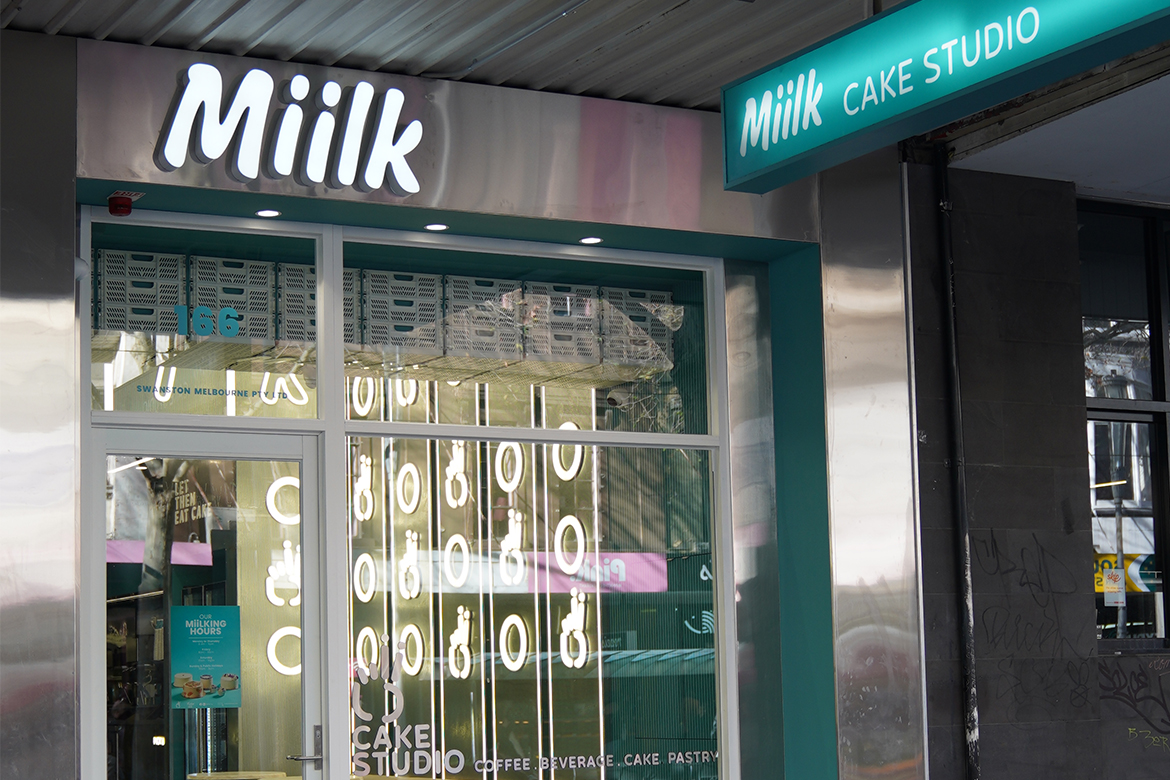 exterior of Miilk Cake Studio, Melbourne