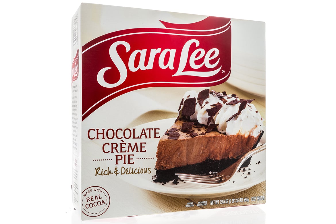 A package of Sara Lee chocolate creme pie on an isolated background