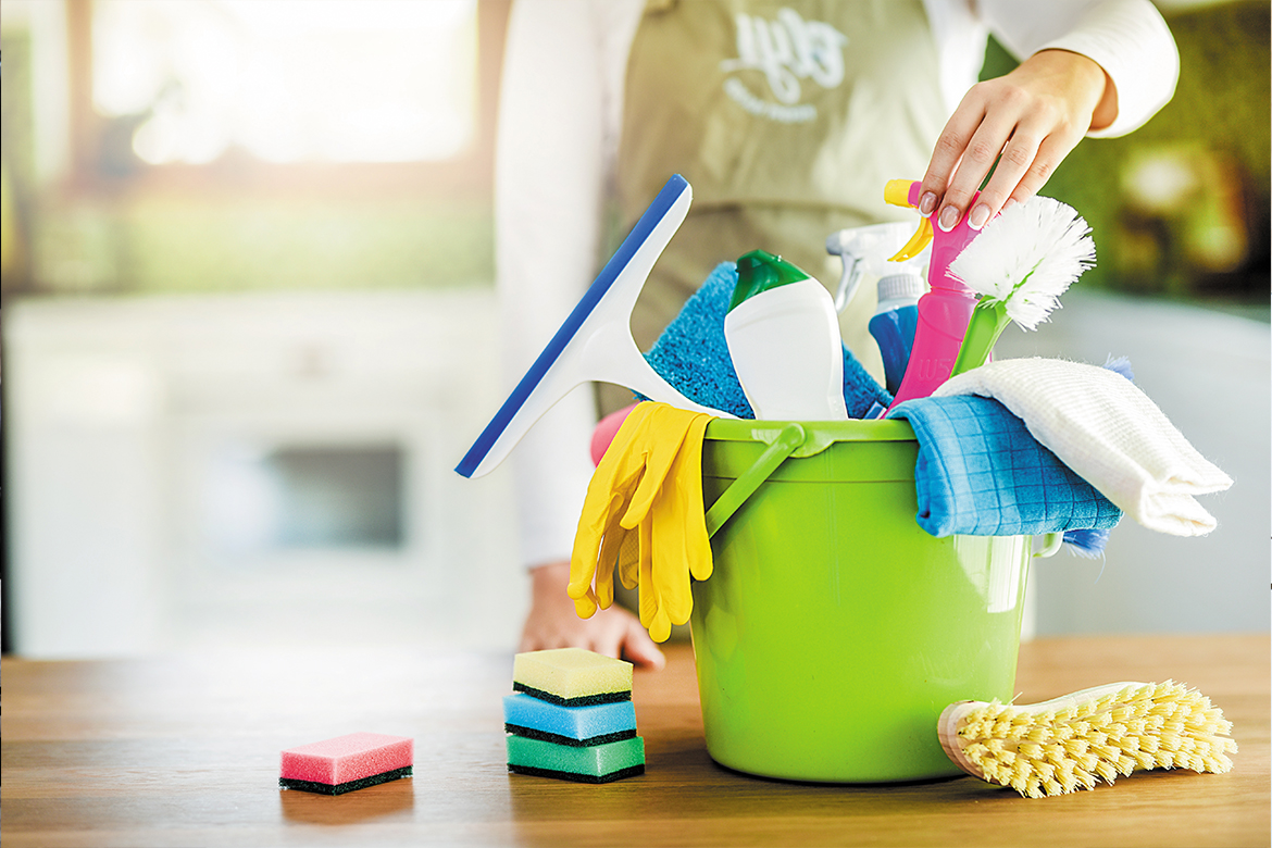 cleaning materials sitting on a table (spring clean)