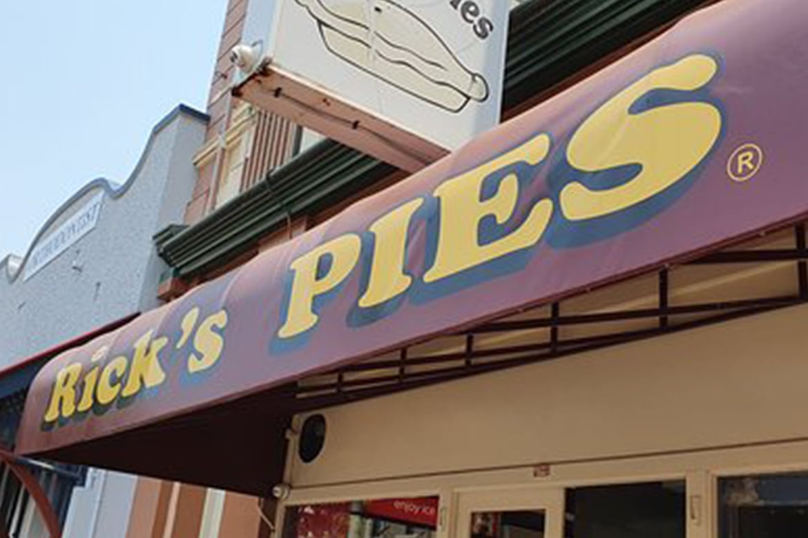 Rick's Pies shop sign