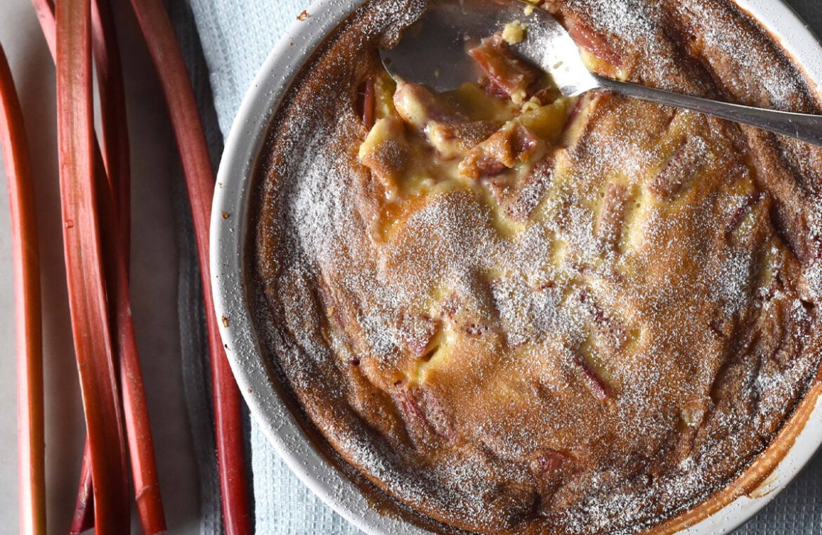 Rhubarb, saffron and ginger clafoutis from Gamila at Beechworth