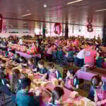 The line of students helping to get the world record. The attempt was the result of a collaboration between Wonder and Eat Up