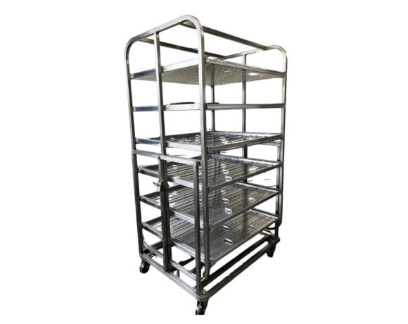 Direct Bakery's stainless steel rotating oven trolley