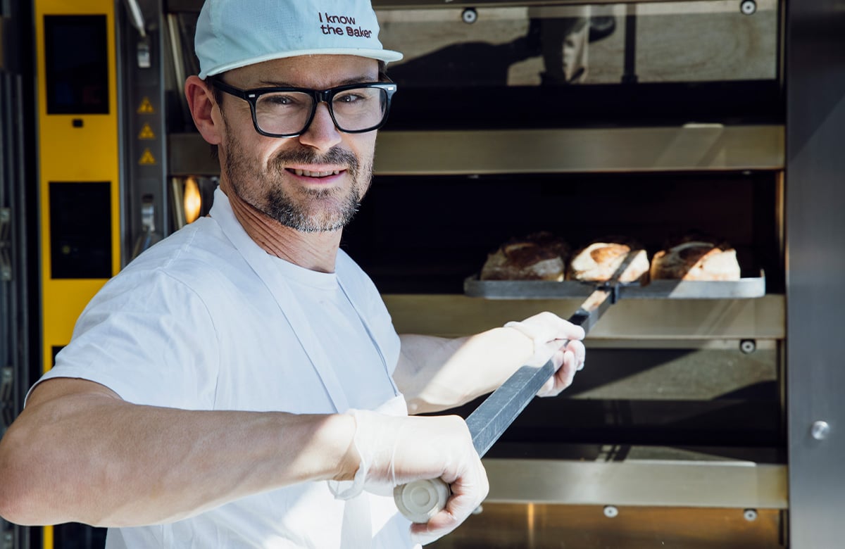 Lutz at work in the bakery