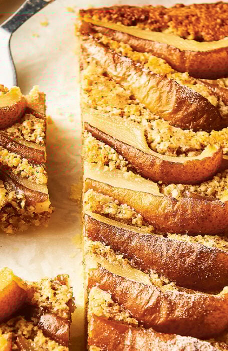 pear frangipane tart Pear and frangipane slab tart