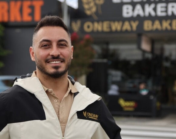 Chris Mansour out the front of OneWay Lebanese Bakery