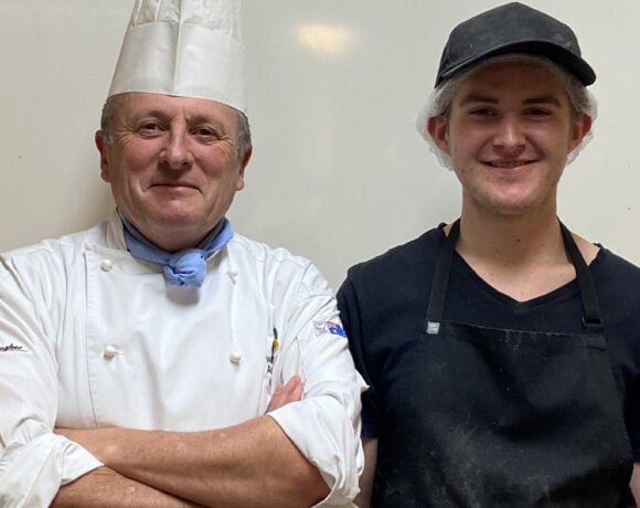 Nicholas Taylor and his teacher Herve Boutin