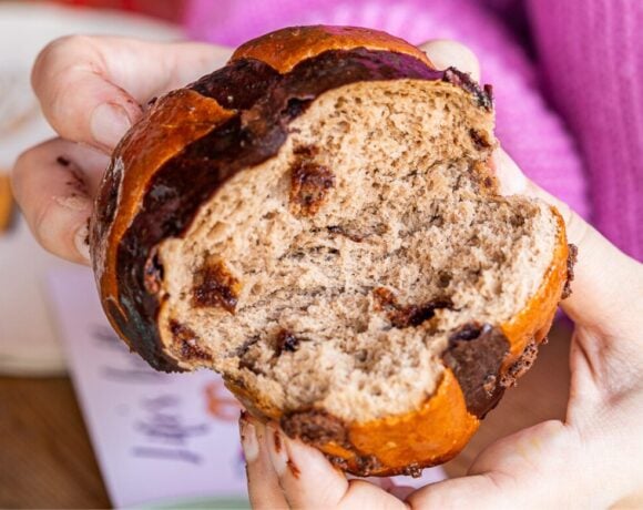 A traditional hot cross bun from Miss Sina