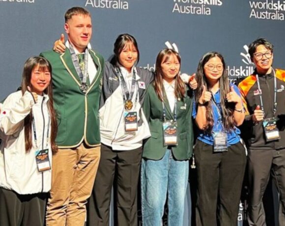 Connor Beisler (second from left) claimed silver at the Global Skills Challenge