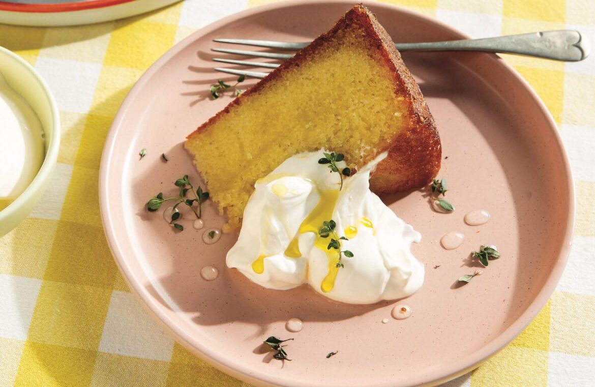 Olive oil cake with lemon and thyme glaze