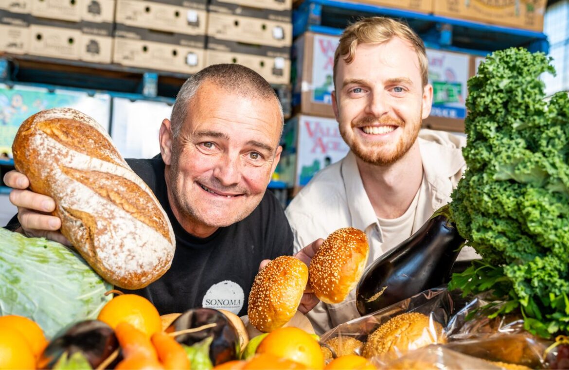 Funky Foods CEO Noah Pratt with Sonoma Artisan Breads' Craig Eickenhoff