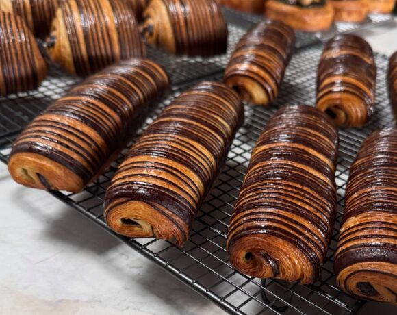 The cigar-shaped pain au chocolat is one of the most popular products at Jess Lemon Bakery