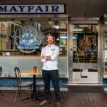 Phil Donnelly in front of Mayfair Patisserie