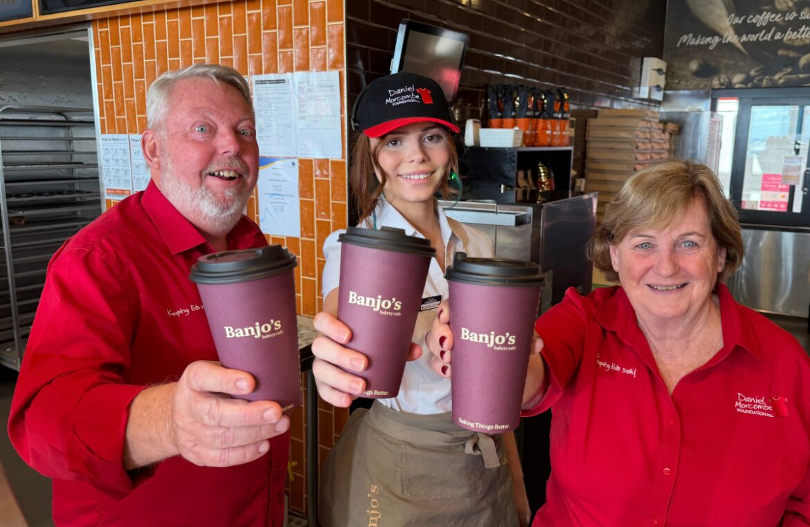 Bruce and Denise Morcombe at Banjo's Bakery Richlands for the launch of the campaign that will raise funds for the Daniel Morcombe Foundation