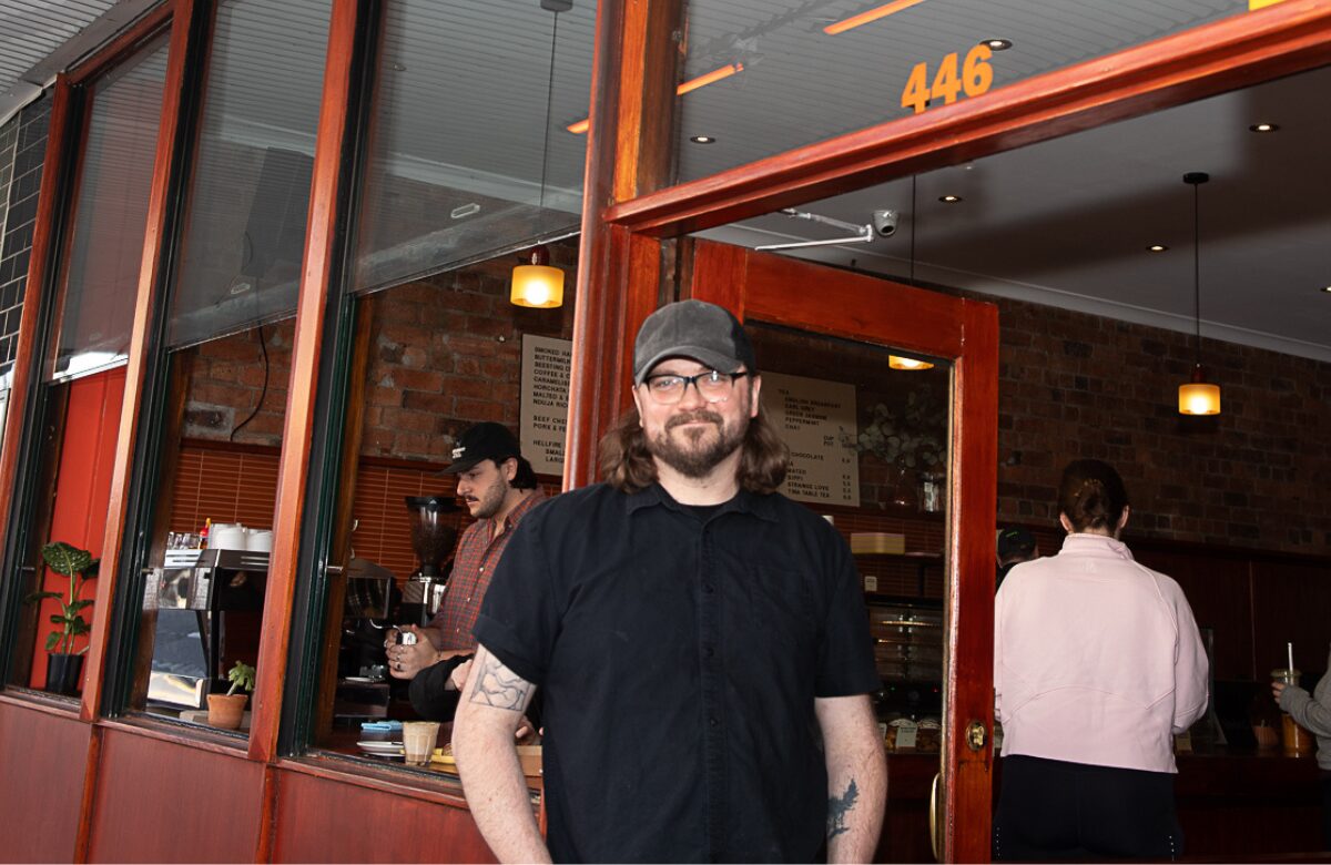 Shaun out the front of Vandels Bakery